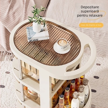 Younai Carucior de depozitare cu rotile – Organizator lângă pat pentru gustări și cosmetice, mobil pentru bucătărie și dormitor