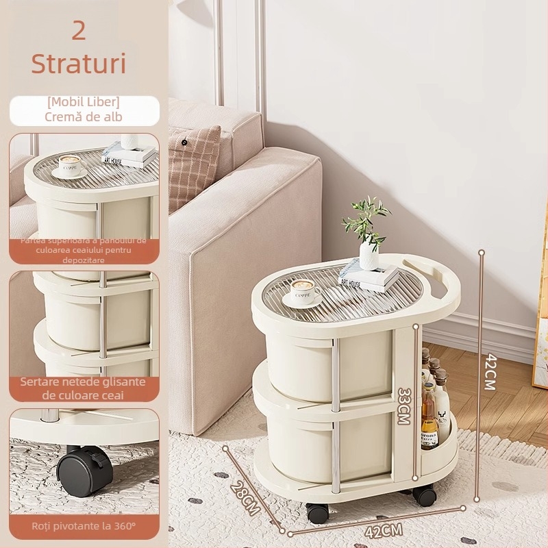 Younai Carucior de depozitare cu rotile – Organizator lângă pat pentru gustări și cosmetice, mobil pentru bucătărie și dormitor