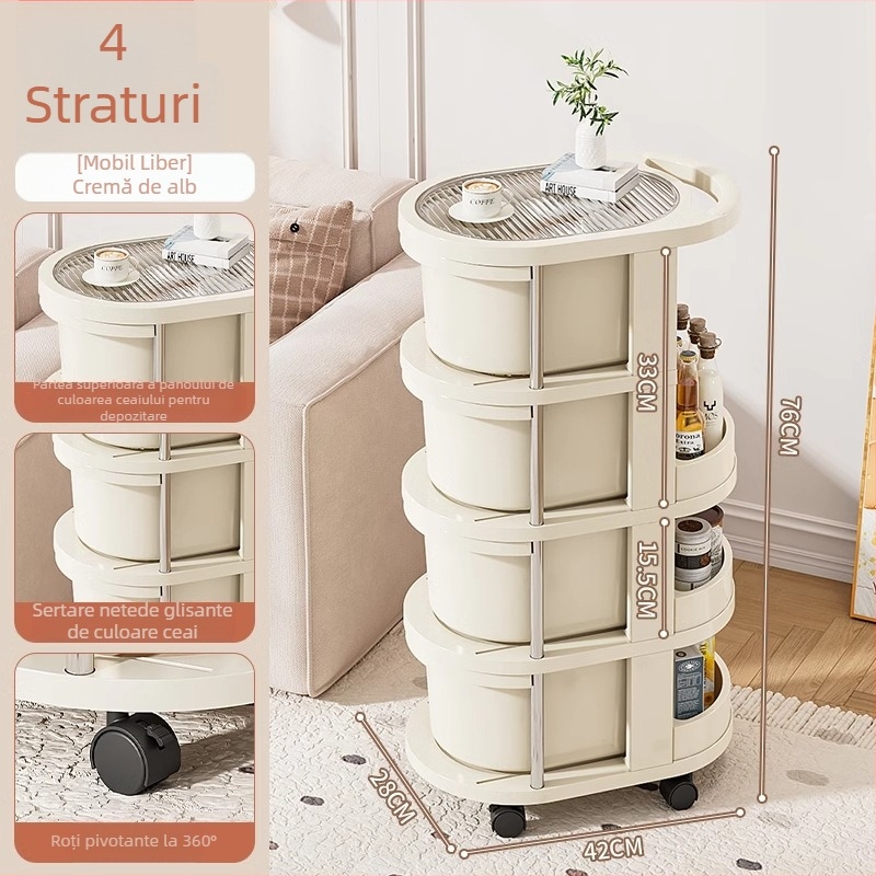 Younai Carucior de depozitare cu rotile – Organizator lângă pat pentru gustări și cosmetice, mobil pentru bucătărie și dormitor