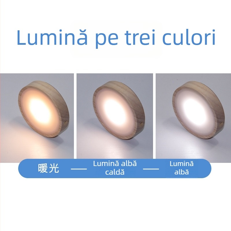 Bază circulară LED din lemn masiv pentru sticla de vin, iluminare de noapte DIY fără fir, bază de lampă din cristal pentru expunere