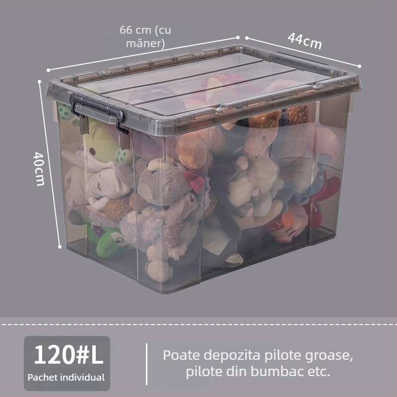 Cutie de depozitare transparentă din plastic, cu capac, pentru haine, utilizare casnică, întărită