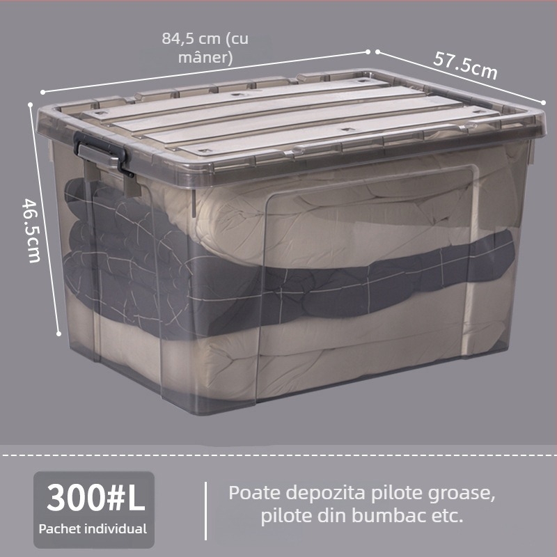 Cutie de depozitare transparentă din plastic, cu capac, pentru haine, utilizare casnică, întărită