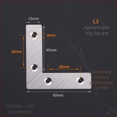 Colțare din oțel inoxidabil în formă L și T, conector pentru foi metalice, suport plat de fixare, versiune îngroșată