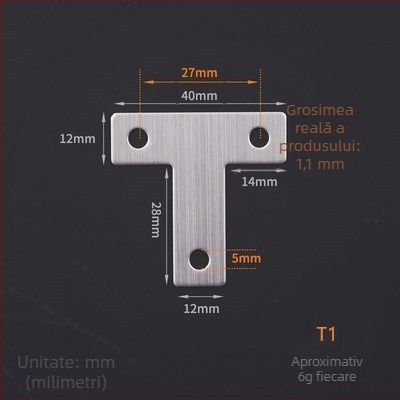Colțare din oțel inoxidabil în formă L și T, conector pentru foi metalice, suport plat de fixare, versiune îngroșată