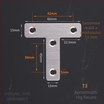 Colțare din oțel inoxidabil în formă L și T, conector pentru foi metalice, suport plat de fixare, versiune îngroșată