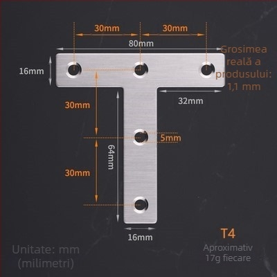 Colțare din oțel inoxidabil în formă L și T, conector pentru foi metalice, suport plat de fixare, versiune îngroșată