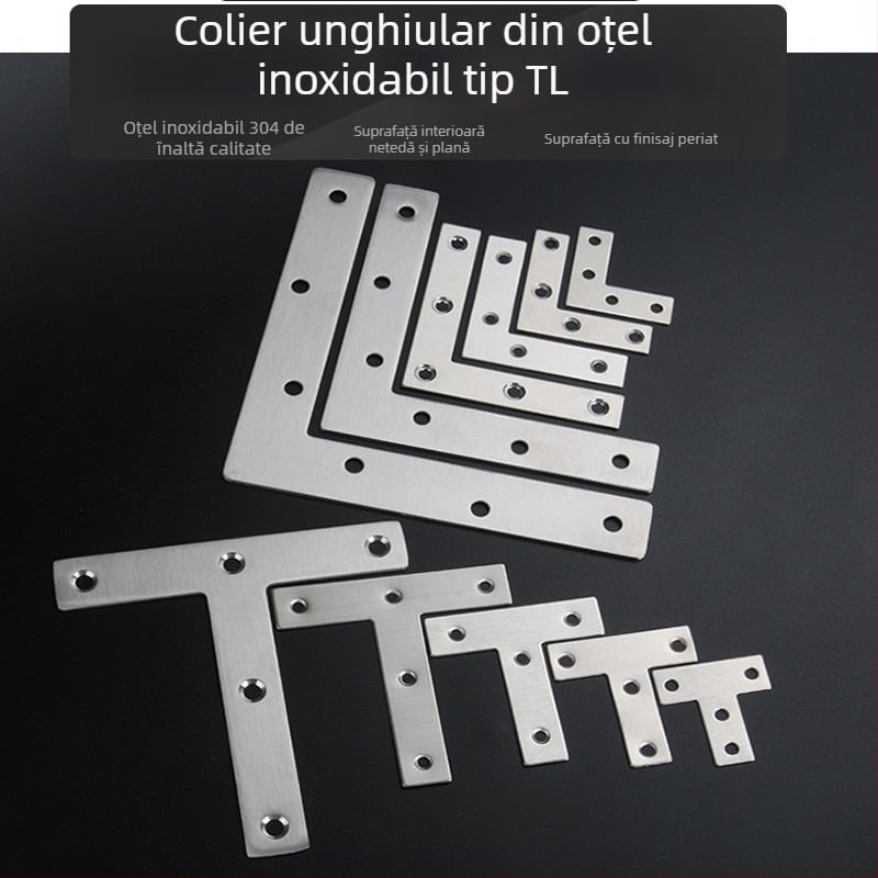 Colțare din oțel inoxidabil în formă L și T, conector pentru foi metalice, suport plat de fixare, versiune îngroșată