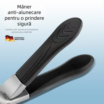 Clește de unghii cu arc, din oțel inoxidabil, deschidere mare, mâner ergonomic, pentru manichiură și pedicure