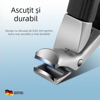Clește de unghii cu arc, din oțel inoxidabil, deschidere mare, mâner ergonomic, pentru manichiură și pedicure
