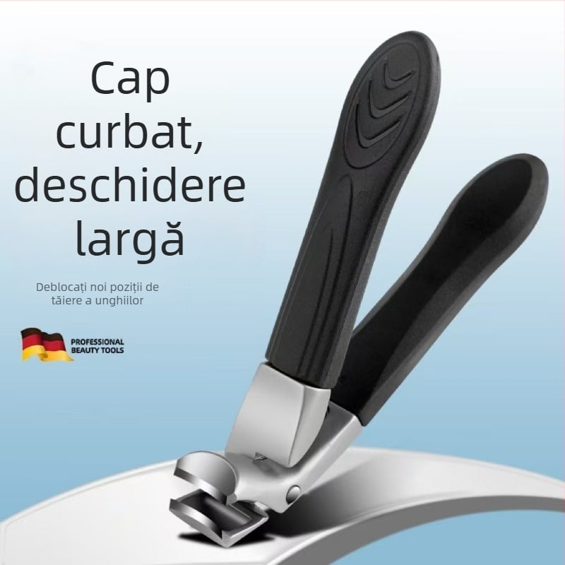 Clește de unghii cu arc, din oțel inoxidabil, deschidere mare, mâner ergonomic, pentru manichiură și pedicure
