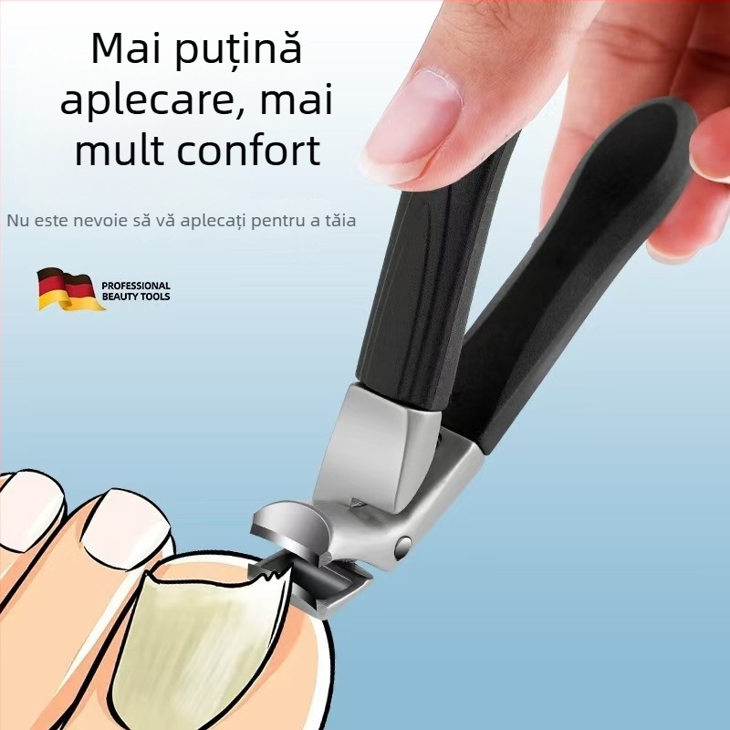 Clește de unghii cu arc, din oțel inoxidabil, deschidere mare, mâner ergonomic, pentru manichiură și pedicure