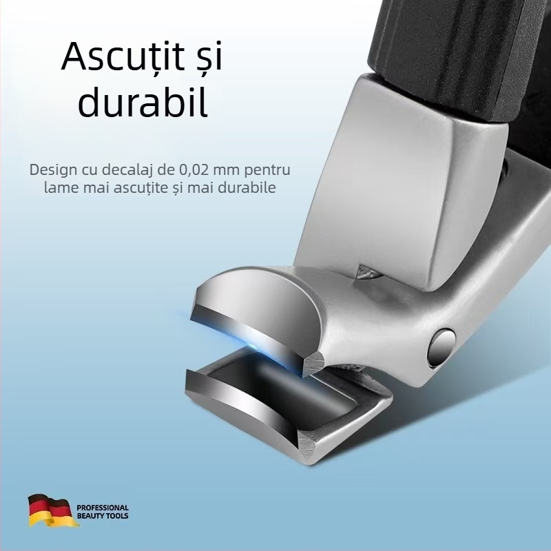 Clește de unghii cu arc, din oțel inoxidabil, deschidere mare, mâner ergonomic, pentru manichiură și pedicure