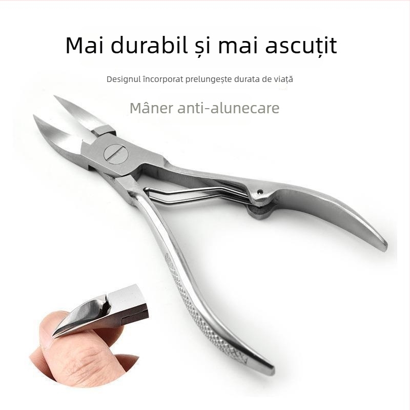 Set de unghii pentru manichiură-pedichiură cu tăietor antiaderent, clește pentru unghii de la picioare, mânere din oțel inoxidabil cu model, clește tip hawkbill, foarfecă pentru piele moartă, clește pentru șanțuri ale unghiilor