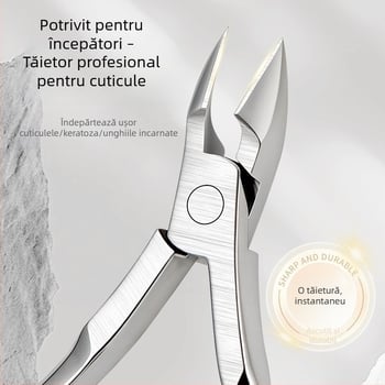 Clește pentru cuticule din oțel inoxidabil, pentru exfolierea pielii moarte și a cuticulelor, ultra-ascuțit