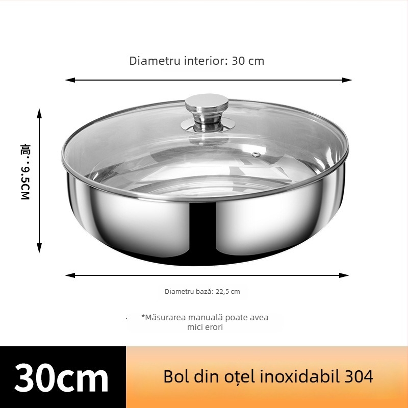 Vas din oțel inoxidabil 304, de calitate alimentară, extrem de gros, pentru bucătărie, cu capac antiaderent, pentru spălat legume, uz casnic
