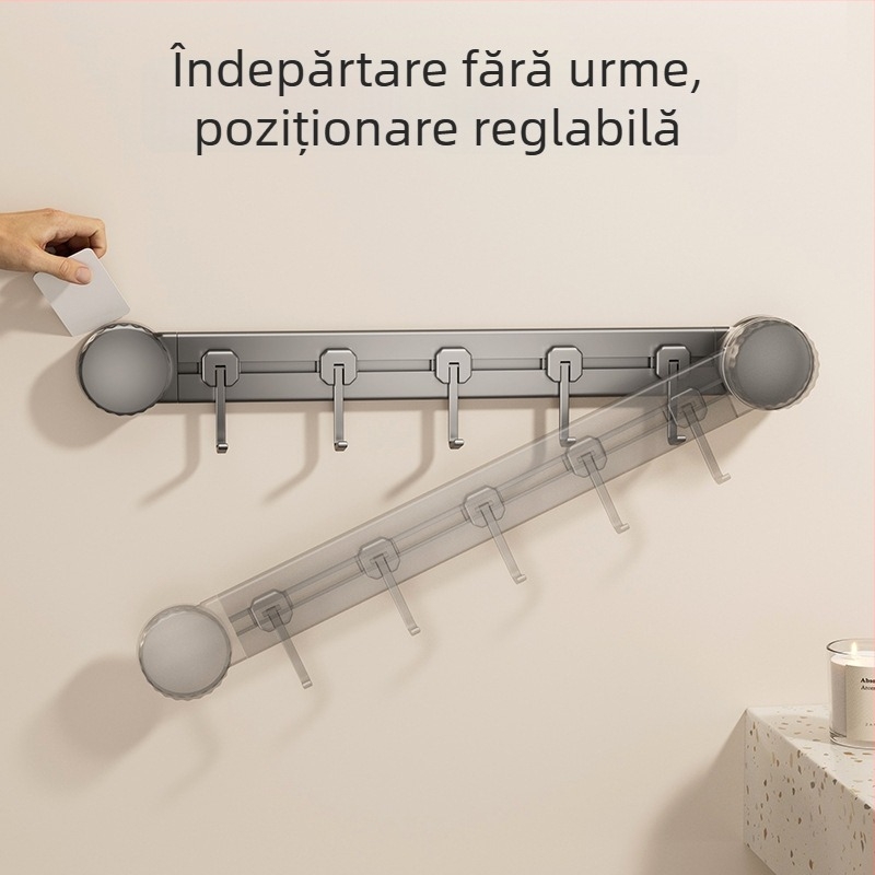 Cârlige de bucătărie cu ventuză, fără găuri, rezistență 3-5 kg, organizator pentru spatule și linguri, design modern, set de 8 piese, ABS