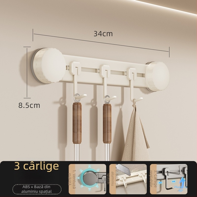 Cârlige de bucătărie cu ventuză, fără găuri, rezistență 3-5 kg, organizator pentru spatule și linguri, design modern, set de 8 piese, ABS