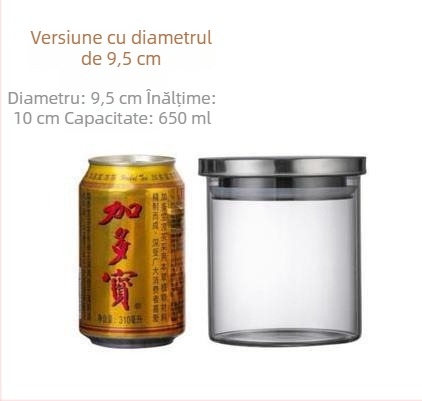Recipient din sticlă borosilikată sigilat cu capac din bambus, recipiente transparente pentru ceai în mai multe dimensiuni