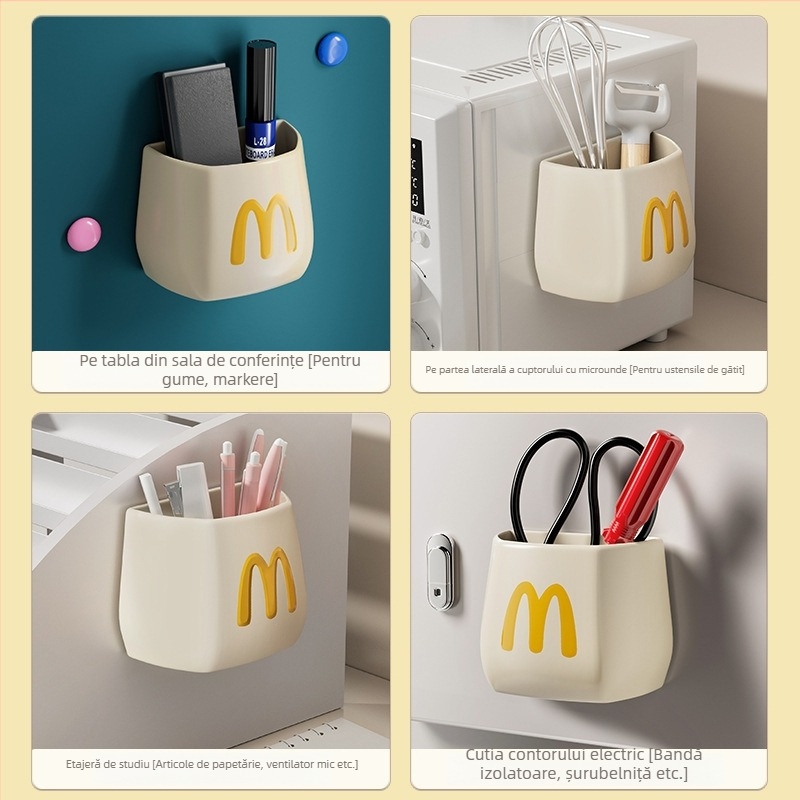 Raft magnetic exterior pentru frigider, organizator din plastic cu 6 etaje pentru bucătărie și hol