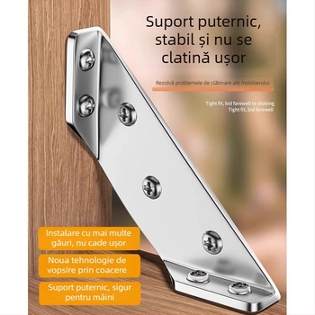 Suport colț din oțel inoxidabil, fixator 90° multifuncțional pentru dulapuri