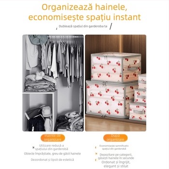 Cutie de depozitare pentru haine, pliabilă, capacitate mare – organizator stratificat pentru garderobă