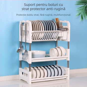 H4T Raft de bucătărie pentru depozitare și uscare a vaselor, dulap pentru farfurii și bețișoare, organizator pentru farfurii și bețișoare, dimensiune mică