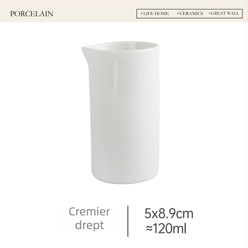 Ceșuță de cafea în stil european, cu cioc ascuțit, mică cană de lapte, recipient ceramic pentru lapte, cană pentru latte art și lingură pentru lapte