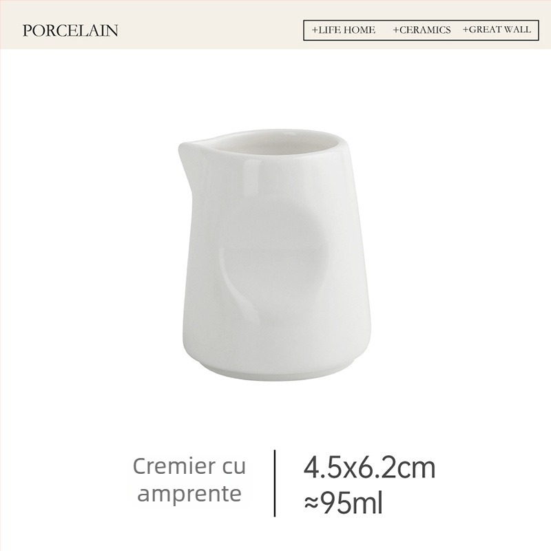 Ceșuță de cafea în stil european, cu cioc ascuțit, mică cană de lapte, recipient ceramic pentru lapte, cană pentru latte art și lingură pentru lapte