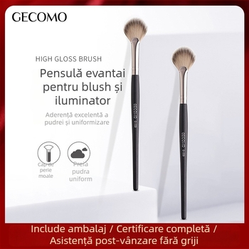 GECOMO Pensulă pentru blush și iluminator, cu păr moi, nu absoarbe pudra, aplicare ușoară, instrument de machiaj pentru începători