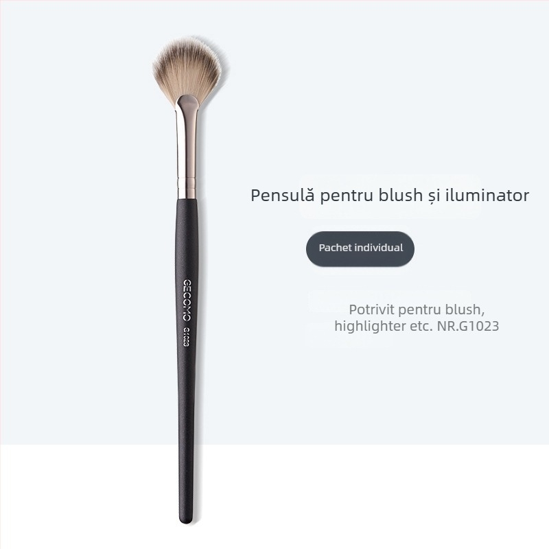 GECOMO Pensulă pentru blush și iluminator, cu păr moi, nu absoarbe pudra, aplicare ușoară, instrument de machiaj pentru începători