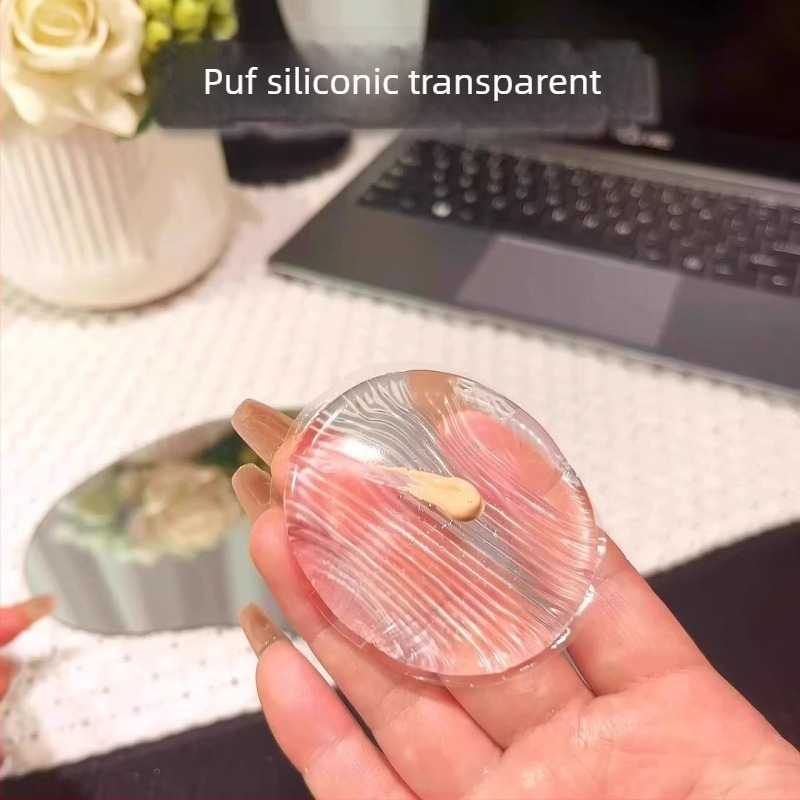 Puf transparent din silicon pentru BB cremă și fond de ten lichid – moale, confortabil, cu pernă de aer gelatinoasă, pentru aplicare umedă sau uscată