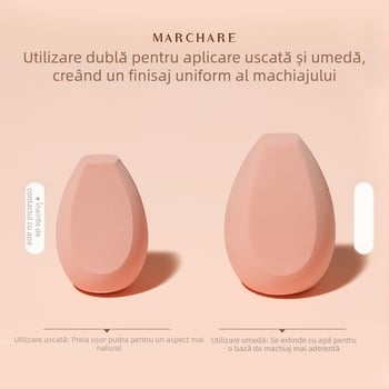 Marchare burete de machiaj în formă de ou, cu pori fini, din poliuretan hidrofil
