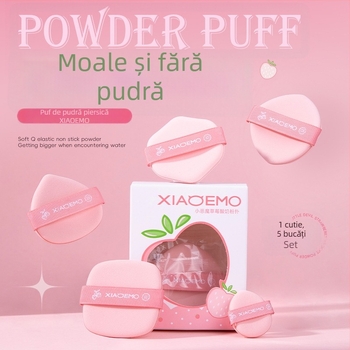 Set puff pudră Little Devil Strawberry Yogurt – Utilizare uscată și umedă, burete ultra-moale, corector pudră, pentru studenți