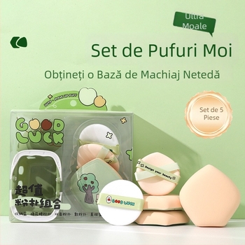 Set bureți pentru pudră: pudră liberă, pudră compactă, fond de ten lichid, utilizare duală uscat/umed, Marshmallow cushion puff