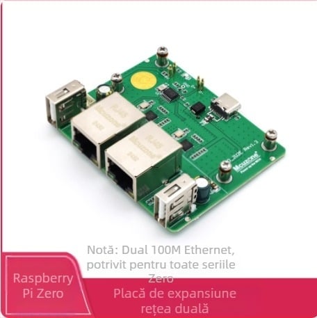 Raspberry Pi Zero 2W Placă de extensie rețea Gigabit cu USB Type-C, Ethernet rapid de 300 Mbps sau mai mult