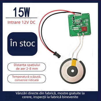 Modul emițător PCBA pentru încărcare wireless, intrare 12V, 15W, pentru locuințe inteligente