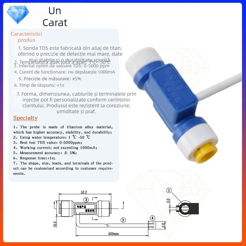 Senzor de temperatură NTC – accesorii personalizate pentru detectorul de ceainic, acvaristică, purificator de apă și monitorizarea calității apei, sondă TDS