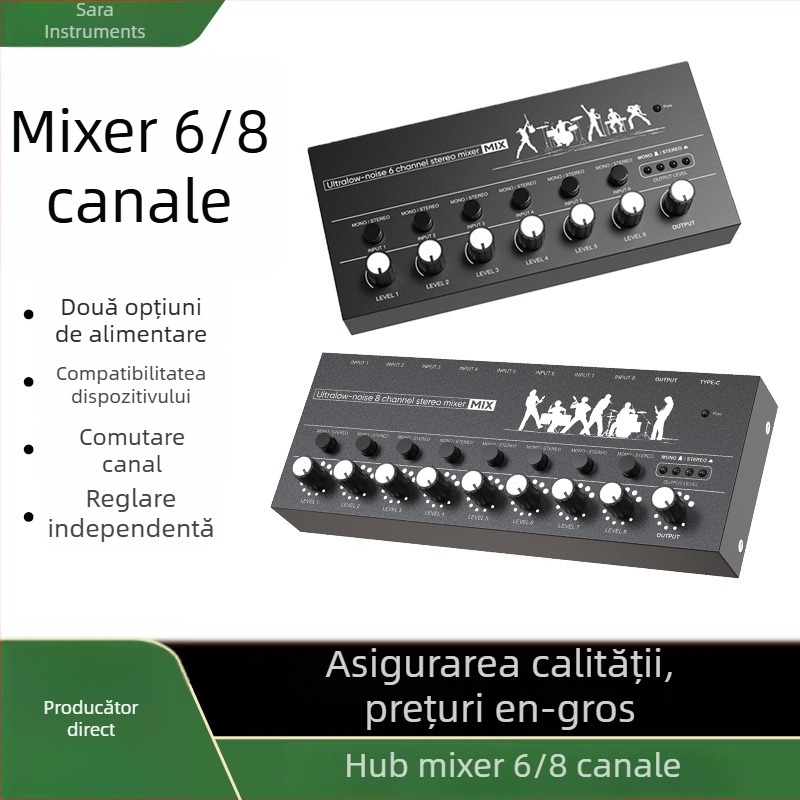 Mixer de sunet cu 6 și 8 canale, hub pentru instrumente, extensor, mini controler