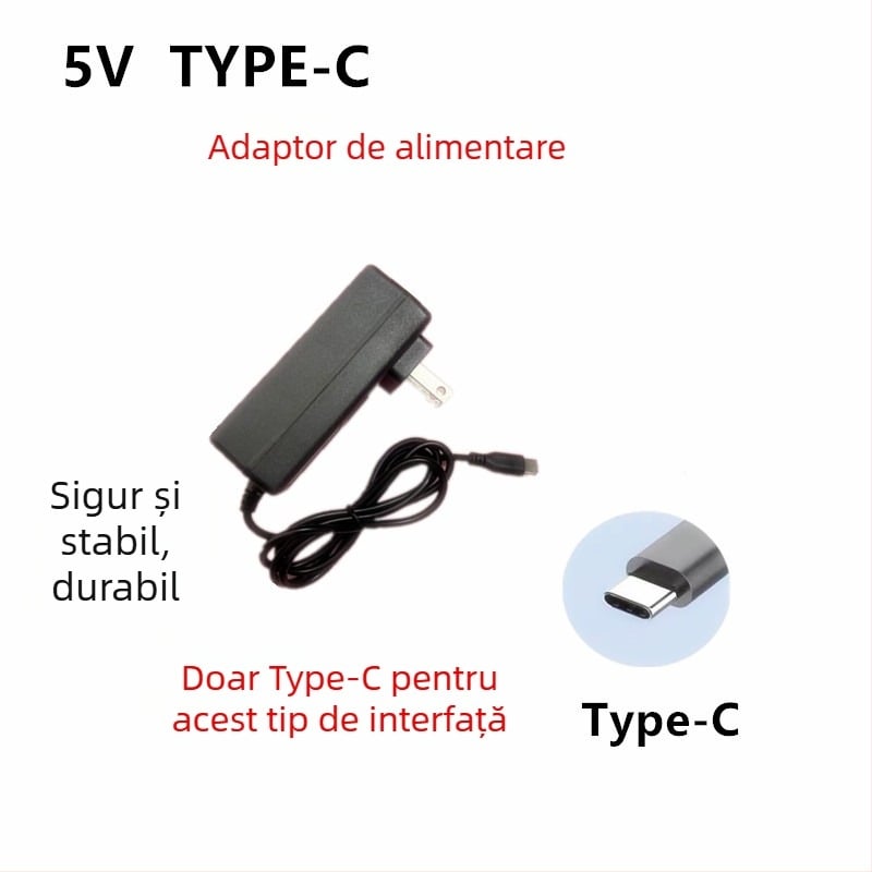 Adaptor de alimentare 5V/5A, 4A, 3A, 2A cu Type-C pentru Raspberry Pi 5 și lampă LED pentru plante de 25W