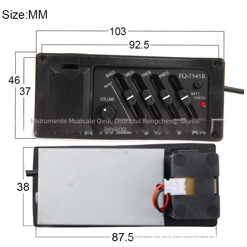 Pickup cu patru benzi, EQ-7545R preamplificator și egalizator pentru chitară folk acustică