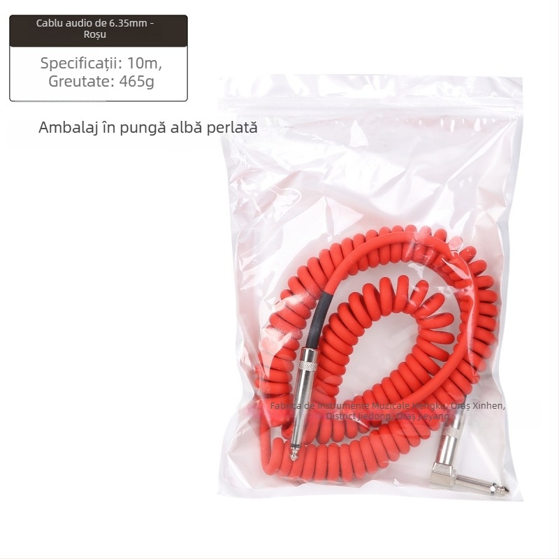 Cablu pentru chitară electrică 6.3/6.35/6.5 mm, mufă masculin‑masculin, nucleu din cupru, PVC
