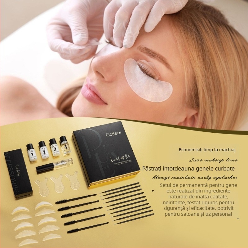 Kit keratin pentru permarea genelor, curling natural cu efect de durată, lipici pentru gene și instrumente de stilizare
