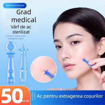 Instrument din oțel inoxidabil, de unică folosință, pentru extragerea comedoanelor, miliilor și coșurilor