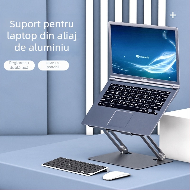 Metron Suport pliabil din aliaj de aluminiu pentru notebook și tabletă – suport de birou portabil