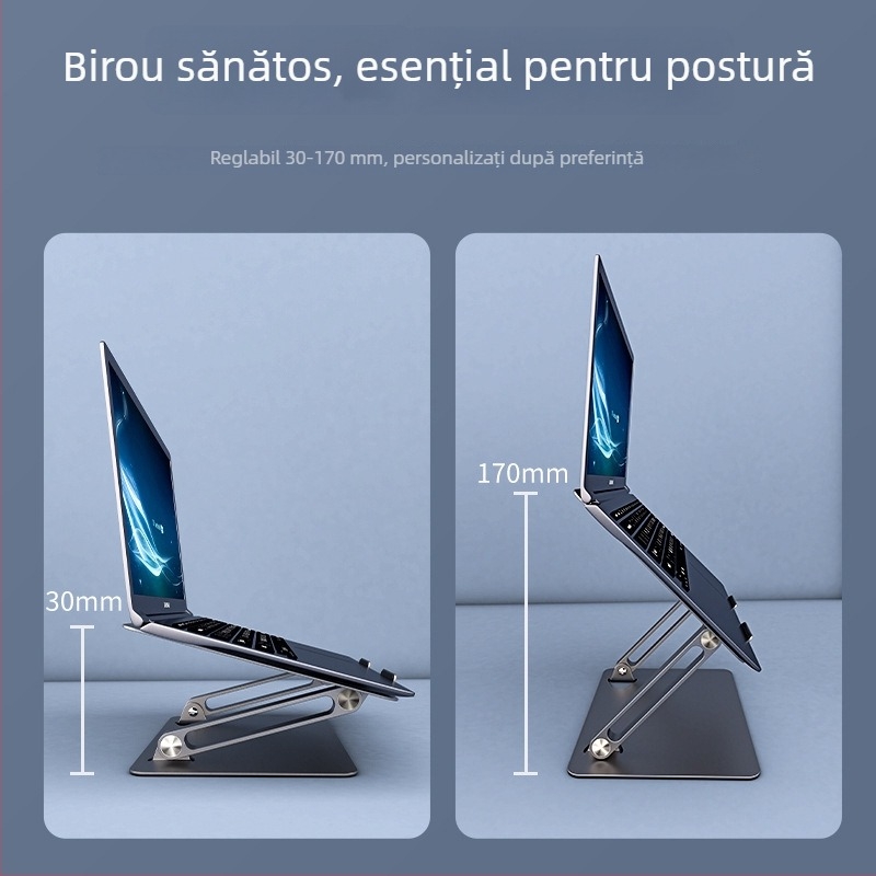 Metron Suport pliabil din aliaj de aluminiu pentru notebook și tabletă – suport de birou portabil