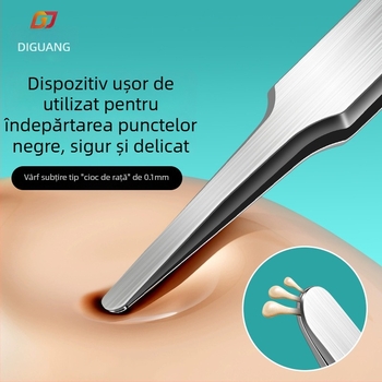 Diguang Clește ultra-subțire, cu vârf rotund, pentru eliminarea comedoanelor – extractor de comedoni, precizie profesională (oțel inoxidabil)