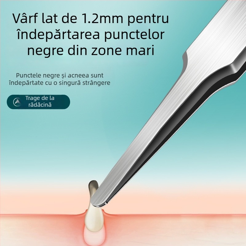 Diguang Clește ultra-subțire, cu vârf rotund, pentru eliminarea comedoanelor – extractor de comedoni, precizie profesională (oțel inoxidabil)