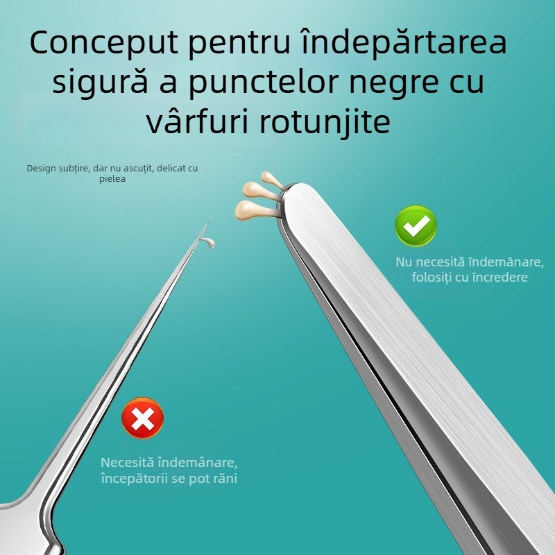 Diguang Clește ultra-subțire, cu vârf rotund, pentru eliminarea comedoanelor – extractor de comedoni, precizie profesională (oțel inoxidabil)