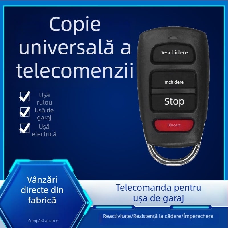 Telecomandă impermeabilă duplicat pentru uși rulante electrice și barieră de garaj