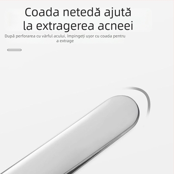 Hainuo Set de 5 ace pentru acnee cu oglindă încorporată, oțel inoxidabil, pentru uz casnic